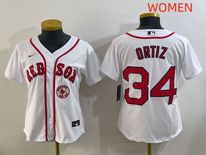 Women 2025 Boston Red Sox 34 Ortiz White Game Nike MLB Jersey style 2